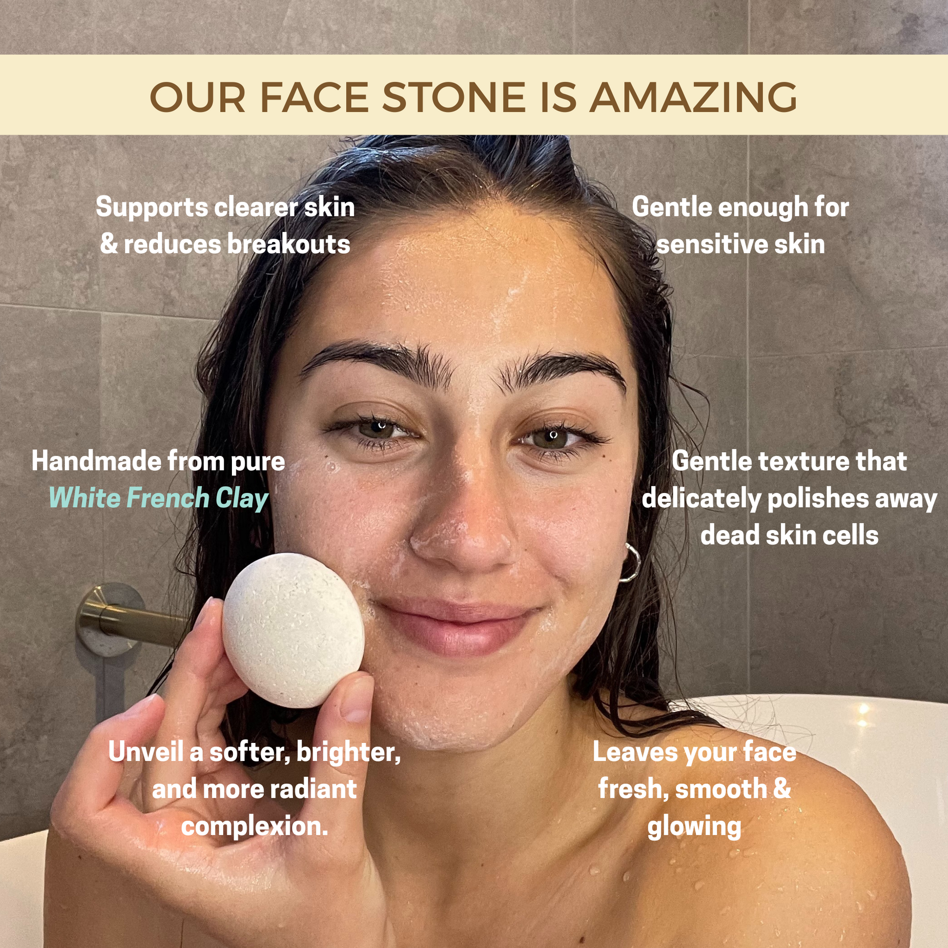 Double The Glow- 2 Exfoliating Clay Stone Sets With Bases