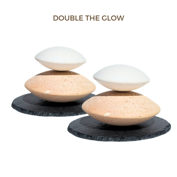 Double The Glow- 2 Exfoliating Clay Stone Sets With Bases